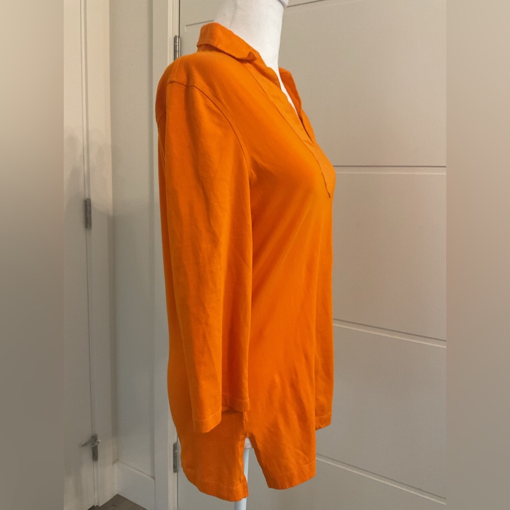 Ralph Lauren Vibrant Orange Collared Tunic with three-quarter sleeves. - Picture 3 of 7